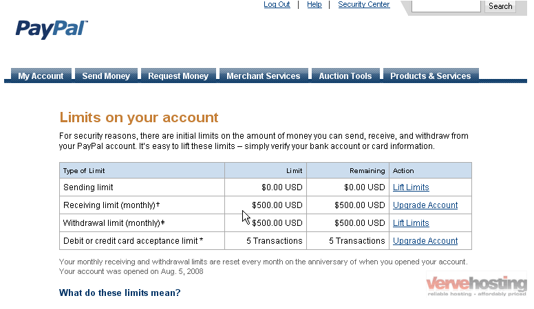 What is the maximum amount I can receive in my PayPal account?